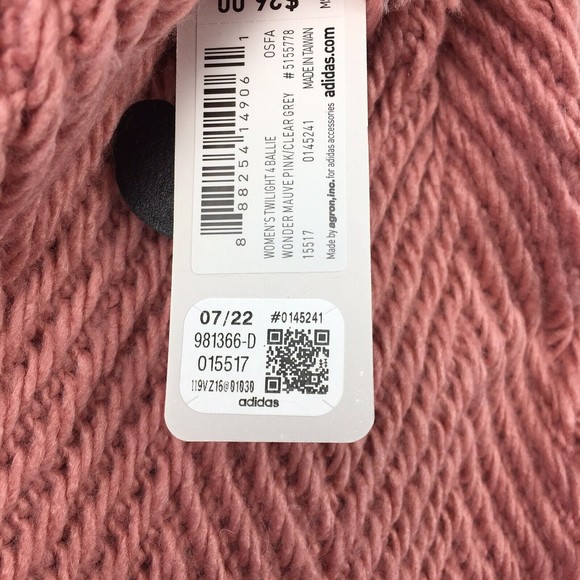 adidas women's Twilight 4 Ballie Knit Pom Beanie Wonder Mauve Pink New - Picture 4 of 4